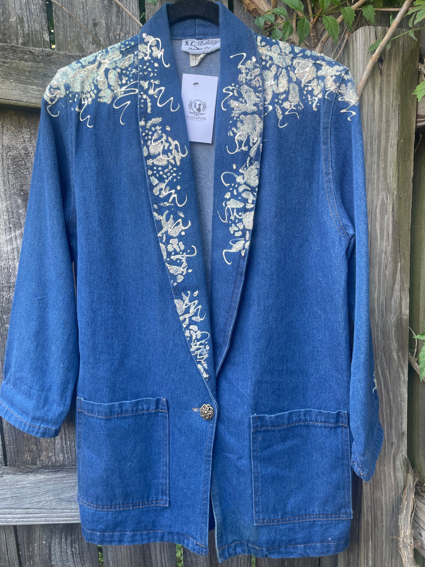 Vintage Painted & bedazzled denim blazer